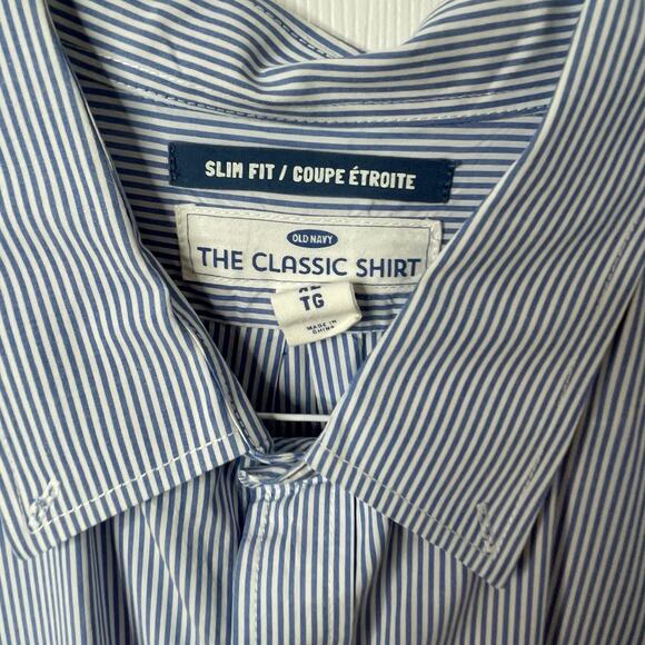 Old Navy The Classic Shirt Slim Fit XL Blue White pinstripe - Picture 4 of 7